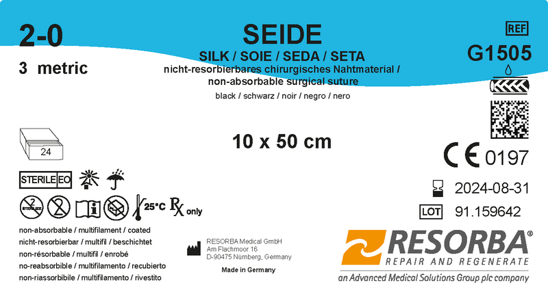 Шовк USP 1 чорний, у відрізках 2шт*75см